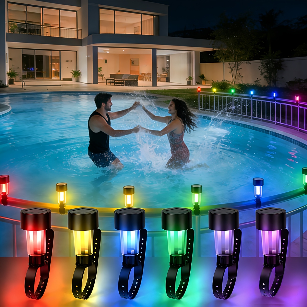 Smart Garden Guide - Lampes solaires RGB pour piscine, capteur